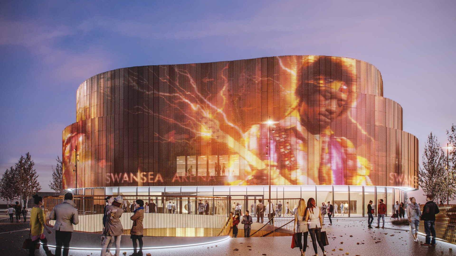 CGI of the new Swansea Central arena